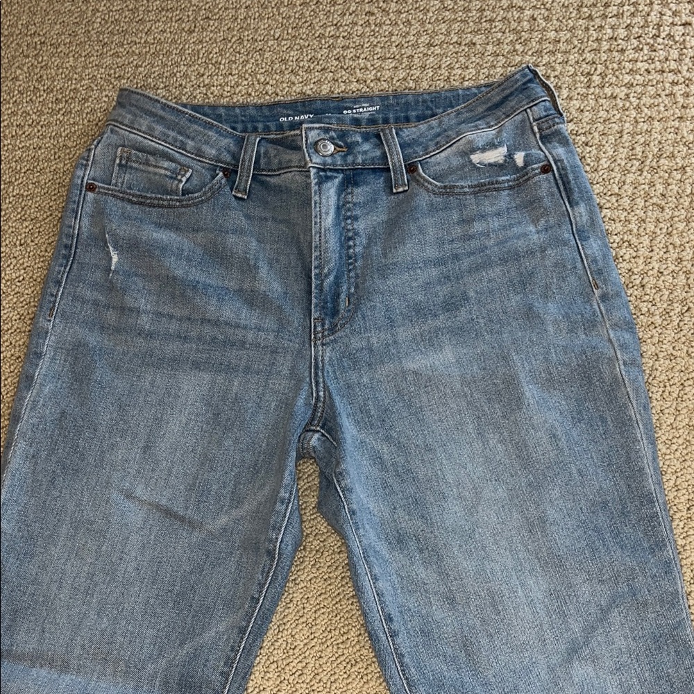 Old Navy Women's High Rise Straight Leg Jeans - Light Blue